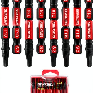2 In. T10 Tough Magnetic Screwdriver Bit Set GEINXURN 10pcs S2 Steel-0