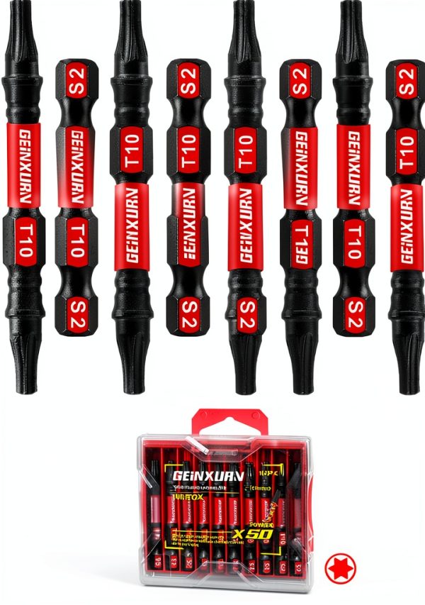 2 In. T10 Tough Magnetic Screwdriver Bit Set GEINXURN 10pcs S2 Steel-0